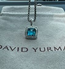 David Yurman 925 Silver 8mm Albion Pendant & Blue Topaz & Diamond 18 Necklace picture