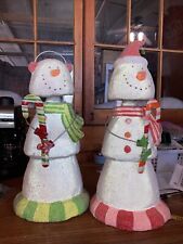 Very Rare Department 56 Mr. & Mrs. Snowman’s Blow Molds Bobble Heads 19”Tx8.5” A picture