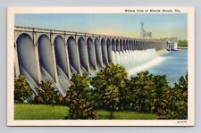 Postcard Wilson Dam in Muscle Shoals Alabama, Vintage Linen M7 picture