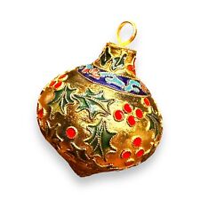 Vintage Cloisonne French Enamel On Brass Christmas Ornament Classic 80s picture