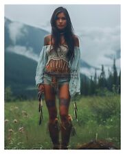 GORGEOUS YOUNG NATIVE AMERICAN LADY IN MOUNTAIN 8X10 FANTASY PHOTO picture