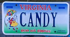Expired Va DMV Virginia Issued Va License Funny “Candy” Plate Personalized picture