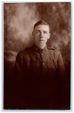 c1918 WW1 Soldier Samuel Lyons 22nd Infantry Fort Jay NY RPPC Photo Postcard picture