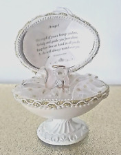 Vtg Angel Handmade Egg Decorated Hinged Plastic Glass Words To Protect You Net picture