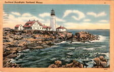 Portland Headlight, Portland, Maine, postcard, Tichnor Quality Views, Postcard picture