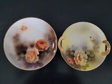 Antique Noritake Handpainted Rose Themed Plate Lot Of 2 picture