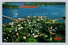Wiscasset ME-Maine, Aerial Scenic View, Lake Area, Vintage Postcard picture
