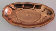 Vtg Coppercraft Guild Ornate Etched Oval Oblong Tray Bread Bowl Solid Copper picture