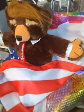 DONALD TRUMP Teddy Bear SOFT PLUSH STUFFED ANIMAL WITH ATTACHED USA FLAG  22