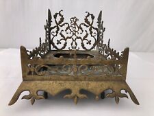 Intricately Crafted Brass Desk Inkwell Stand, Italian Dated August 18, 1911 picture