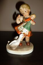 Erich Stauffer figurine Girl with Doll Afraid of a  Goose picture