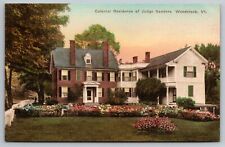 Colonial Residence of Judge Sanders. Woodstock Vermont Hand Colored Postcard picture