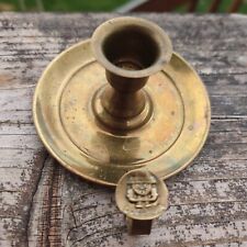 Antique Old Original 1800s Brass Bedside Candlestick Holder Columbia 2x4