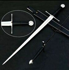 Premium Hand Forged J2 steel Battle ready Hunting Viking Sword Black Leather picture