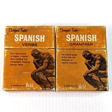 Vis-Ed Compact Facts Spanish Grammar & Verbs Flash Cards 1963 Learn to Speak picture