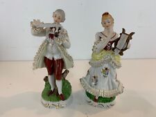 Vintage Empress by Haruta Pair of Couple Musicians Porcelain Figurines picture