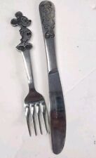 Vintage Walt Disney Stainless Steel Fork & Knife Silverware Mickey & Minnie picture
