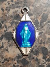 Vintage Blessed Virgin Mary Blue Miraculous Catholic Medal picture