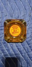VINTAGE BEST WESTERN MOTEL GLASS ASHTRAY YELLOW RED CROWN picture