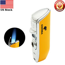 Yellow Travel Cigar Lighter 3 Torch JET Flame Cigarette Lighter With Cigar Punch picture