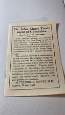 1911 Dr. John King’s Treatment Of Gonorrhea 8 Page Pamphlet picture