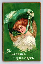 Artist Ellen H Clapsaddle Wearing of the Green Pretty Lady Adrian MI Postcard picture