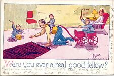 C.1906 Comic REAL GOOD FELLOW Dad Wagon Drum Family Humor W Lour Postcard A132 picture