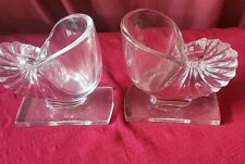Pair of (2)  1940's Used Glass Nautilus Seashell Bookends Has Chips See Photos picture