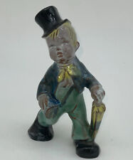 Antique 1920s Porcelain Little Boy Bowler Hat and Umbrellas Figurine Japan 5