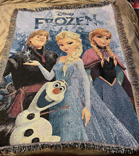 Disney Frozen Anna & Elsa Olaf Tapestry Throw Blanket Fringe 49X60 Northwest Co picture