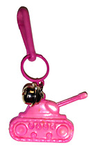 Vintage 1980s Plastic Charm Army Tank Pink 80s Charms Necklace Clip On Retro picture