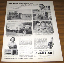 1955 Print Ad Champion Spark Plugs Farmall Tractor Strawberry Farm picture