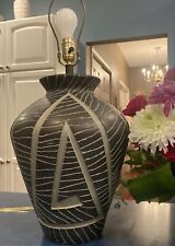Post Modern Elite Ceramic Table Lamp Geometric Brutalist Black Gray Jan Grof ‘94 picture