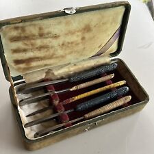 Kamisori Japanese Straight Razor 5 Razors Used Vintage With Old Case Set As Is. picture