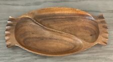 VTG Mid Century Leilani Genuine Monkey Pod Wood Dish 2-Section Snack Bowl picture