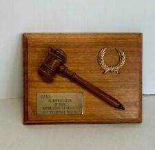Vintage Solid Wood Gavel Wall Plaque Desk Decor For Judges Lawyers Auctioneers picture