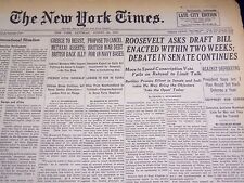 1940 AUGUST 24 NEW YORK TIMES - ROOSEVELT ASKS DRAFT BILL - NT 2880 picture