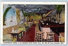 c1940's Caribbean Room Of Golden Gate Club Interior Kenosha Wisconsin Postcard picture