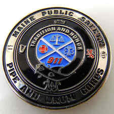 MAINE PUBLIC SAFETY PIPE AND DRUM CORPS POLICE EMERALD SOCIETY CHALLENGE COIN picture