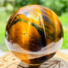 107g Natural Gold Tiger’s Eye Stone Quartz Crystal Sphere Specimen Healing Reiki picture