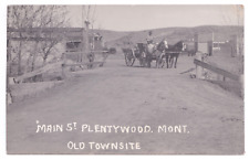 Plentywood MT Montana Main Street View Hotel Old Townsite Horses Carriage RPPC picture