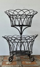 2 Tier Black Wire French Country Basket Centerpiece Fruit Stand Produce Plants picture