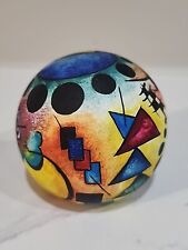 Vtg Studio Art Pottery Orb Sphere Ball Matte Signed Rach 2001 Paperweight Table picture