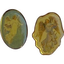 Vintage Oval Pin Angel Lapel Lot Of 2  Enamel Collectible Religious picture