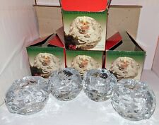 4 Vtg Glacier Ice Lead Crystal Candle Tealight Votive Holders TOWLE Austria 1983 picture