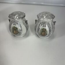 VINTAGE ENESCO 25th Anniversary Salt & Pepper Shakers 3” Made In Japan picture