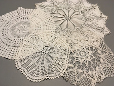VTG Crochet Lace Doilies Round White Textured Posy Traditional Variety Lot of 4 picture