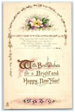1913 New Year Flowers Embossed Salt Lake City Utah UT Posted Antique Postcard picture