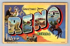Reno NV-Nevada, LARGE LETTER Greetings, c1945, Vintage Postcard picture