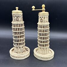 Vintage Italian Leaning Tower of Pisa Gold Salt Shaker & Pepper Mill Grinder picture